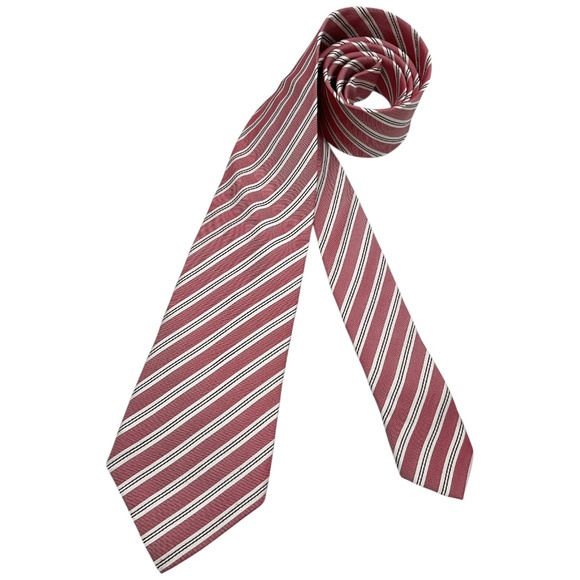 GIORGIO ARMANI Pink/White Striped Silk LUXURY Tie ITALY - Picture 1 of 4